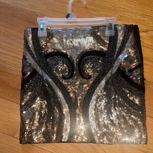 Endless Rose Black and Silver Sequin Mini Skirt